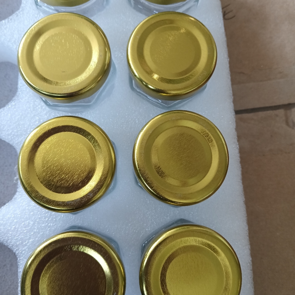 Set 8 of Gold Lid Glass Jars